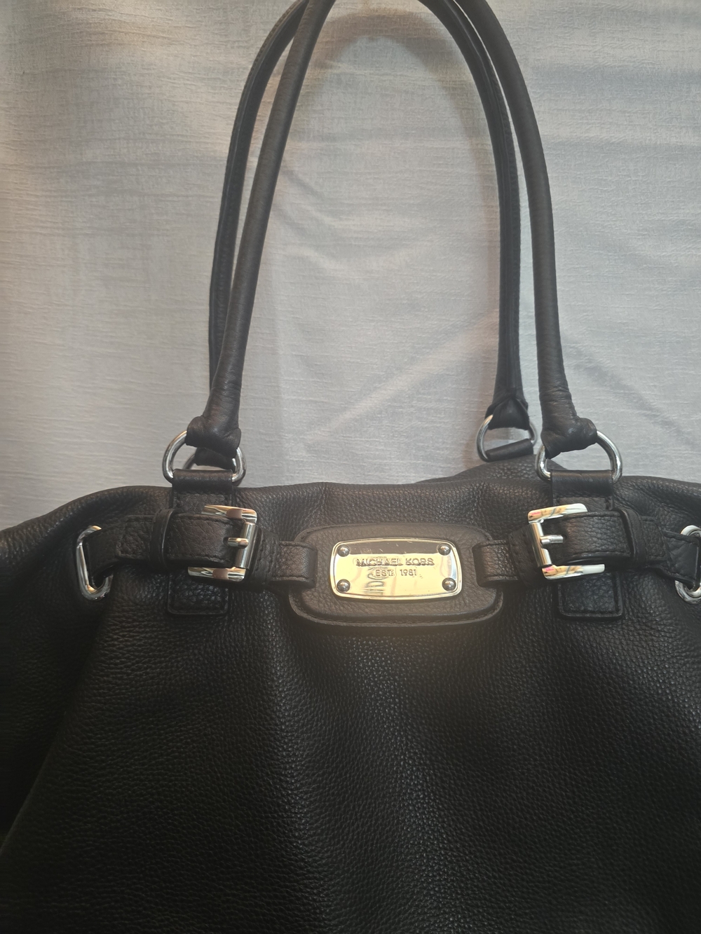 Michael Kors Black Pebbled Leather Tote with Silver Hardware - Picture 3 of 9